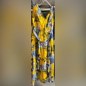Tahari Yellow and Blue Floral Dress